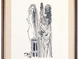 drawing of a woman and a man standing next to each other