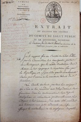 COMITÉ DE SALUT PUBLIC. P.S. par Lazare CARNOT, COLLOT D’HER… - Photo 1