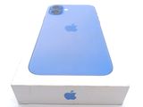 a blue iphone sitting in a box on a white surface