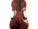 a violin that is sitting on a stand on the wall