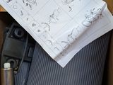 a cardboard box with a drawing of a cat in it