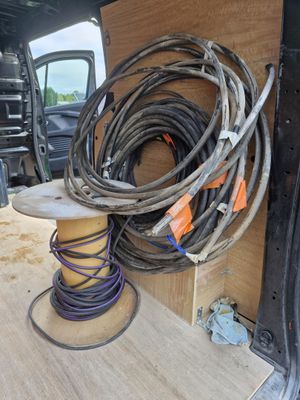 a bunch of wires in the back of a van