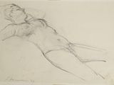 un dessin représentant une femme allongée sur le dos