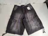 denim shorts with drawstrings on the sides