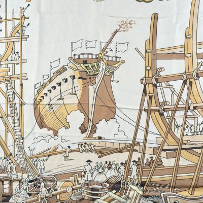 un dessin représentant un bateau sur l'eau avec des personnes à bord