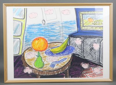 Bernard ROLLAND (né en 1954) "Buffet bleu, horizon salé"