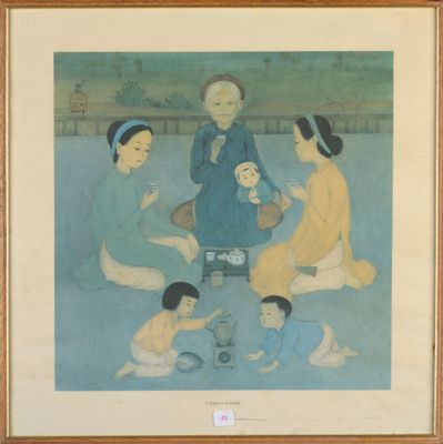 an image of a painting of a group of people sitting on the ground