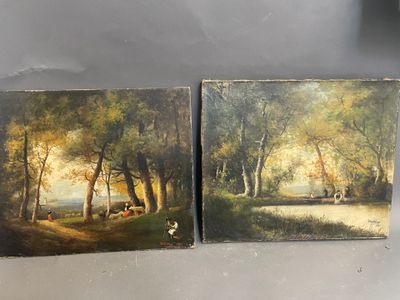 Pierre USELDING (1849-?). Deux huiles sur toile : Les lavand…