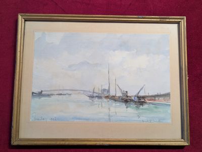 Fernand HERBO (1905-1995) - Aquarelle encadrée "Canal Saint …