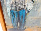 a painting of a man holding an umbrella in his hand