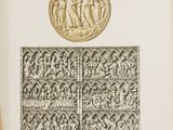 a drawing of a panel with a medallion on top of it