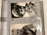two black and white photos of a man and a woman in a photo album