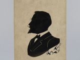 la silhouette en noir et blanc d'un homme en costume