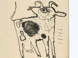 dessin d'une vache sur une feuille de papier avec un dessin en noir et blanc d'une vache sur une feuille de papier avec un dessin en noir et blanc d'une vache
