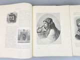 an open book with two pictures of people on it