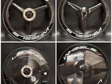 four different views of the spokes and spokes of a bicycle wheel