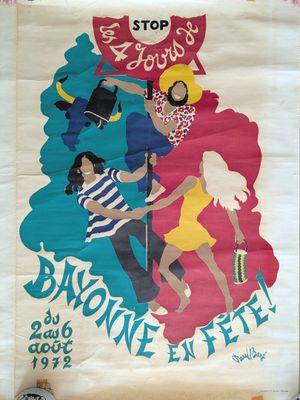 a poster of a group of people on a wall