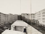 a black and white photo of an old building