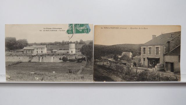Le Mas d’Artiges Lot de 5cpa. Carte de la Scierie en mauvais état...