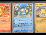 four different pokemon cards are shown on a black background