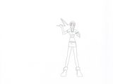 cartoon drawing of a woman holding a tennis racquet in her hand