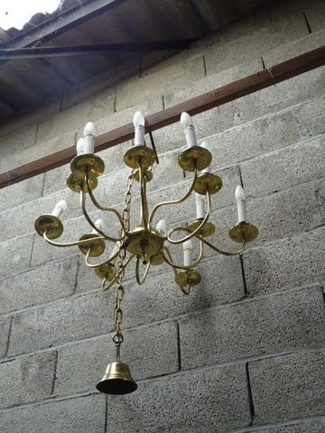 Lustre hollandais 12 bars de lumière, suspension verre et suspens...