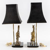 Deknudt (attribué) : paire de lampes de table en bronze repr… (photo 4)