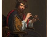 an image of a painting of a man playing a flute