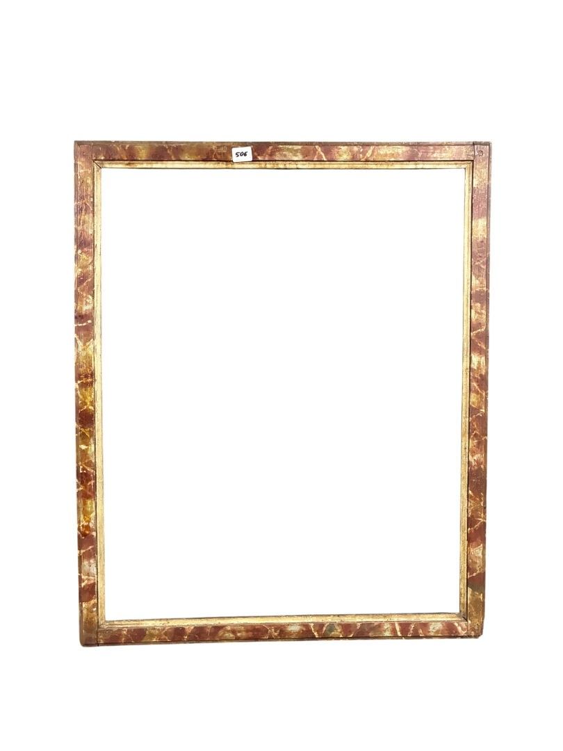 Baguette en pin patiné faux marbre rouge et blanc