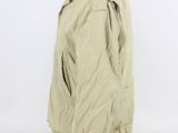the back view of a beige jacket with a hood on it