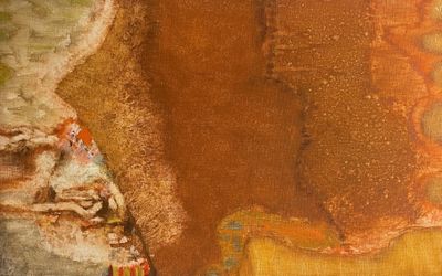 une image d'un tableau représentant une femme assise sur un banc