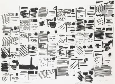an image of a black and white drawing of a bunch of papers
