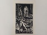 a black and white drawing of a man and woman in a room
