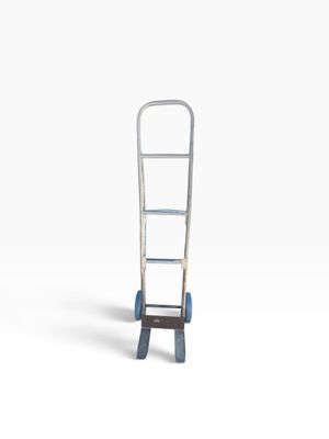 an image of a hand truck with a ladder attached to it