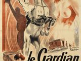 une affiche du film « Le Gardian », mettant en scène deux femmes et un homme à cheval