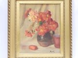 une peinture de fleurs dans un vase sur une table
