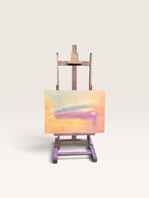un chevalet d'artiste avec un tableau sur fond blanc