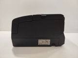 an image of a black printer sitting on top of a white table