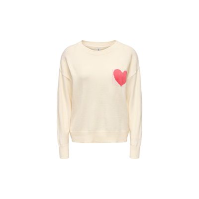 ONLY - Pull en maille - Col rond - Motif cœur rouge - Taille…