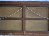 an old window with a rope hanging from it ' s side