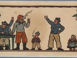 an image of a painting of a group of people playing a game