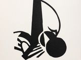 un dessin en noir et blanc représentant un vase sur lequel est représenté un oiseau
