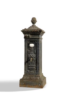 a clock that is sitting on a pedestal on a white background