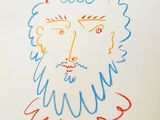 dessin représentant un homme barbu et moustachu sur une feuille de papier