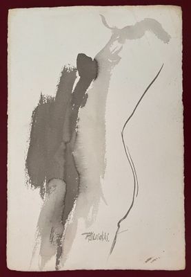 painting of a man holding a kite in his right hand