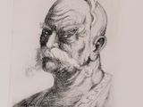 portrait of an old man with a mustache and moustache