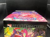 a box of pokemon trading cards on a black background