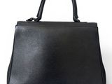 black leather handbag on a white background