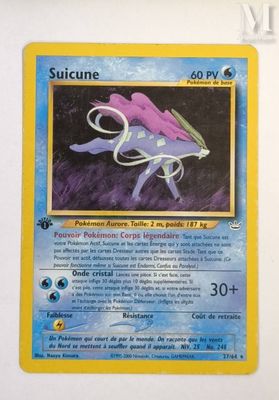 the pokemon card has a picture of a purple dragon on it