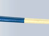 a red, white, and blue sword with a black handle